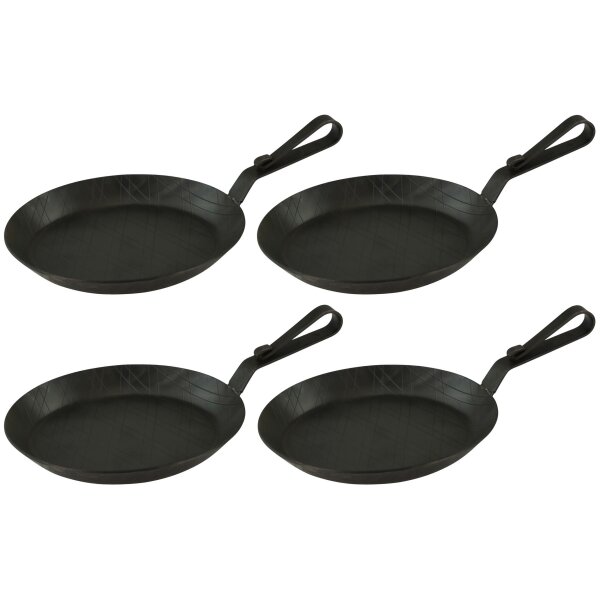 Servierpfanne aus Schmiedeeisen mit gebogenem Hakenstiel Ø 24 cm 4 Stück