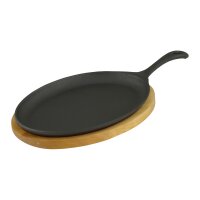 Servierpfanne mit Holzuntersetzer oval 24 x 17 x 2 cm...