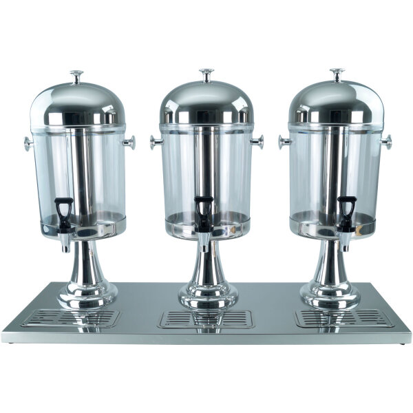 Saft-Dispenser Getränkedispenser Saftspender 3 x 8 Liter Standfuss silberfarbig