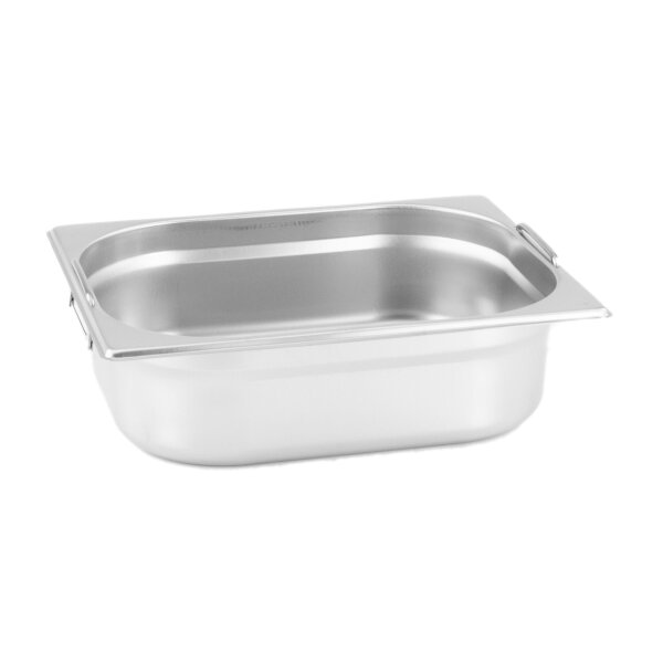 GN Behälter Gastronorm 1/2 100 mm mit Fallgriffe aus Edelstahl GVK ECO