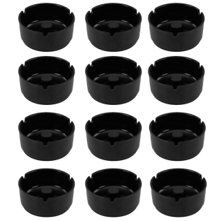 12x Aschenbecher aus Melamin schwarz in 10 cm Durchmesser