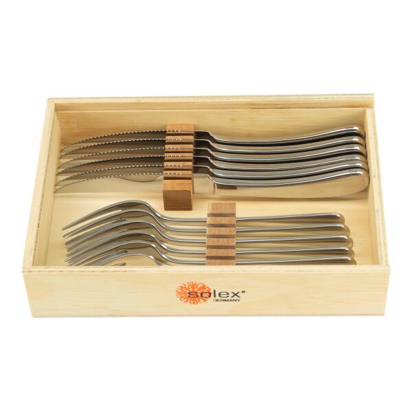 Solex Julia Steakhousebesteckset 12 teilig für 6 Personen in Holzbox