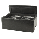 EPP Thermobox Isolierbox Kühlbox Warmhaltebox Transportboxinkl. 2 Stück GN-Behälter 1/2 150 und Deckel mit Fallgriffen aus Edelstahl