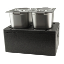 EPP Thermobox Isolierbox Kühlbox Warmhaltebox Transportbox inkl. 2 Stück GN-Behälter 1/2 200 und Deckel mit Fallgriffen