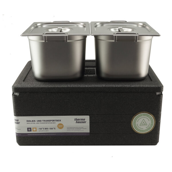 EPP Thermohauser Kühlbox Warmhaltebox Transportbox inkl. 2x GN 1/2 200mm + Deckel mit Fallgriffen