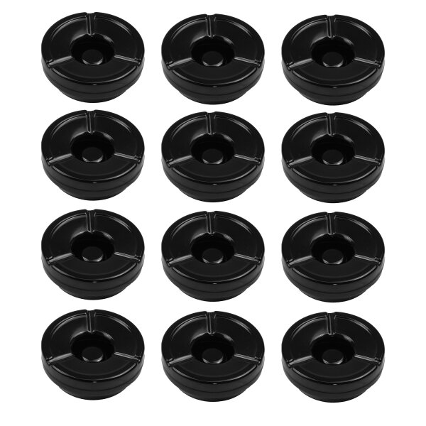 12 Stück Windaschenbecher Aschenbecher mit abnehmbaren Deckel aus Melamin in schwarz ø 12cm