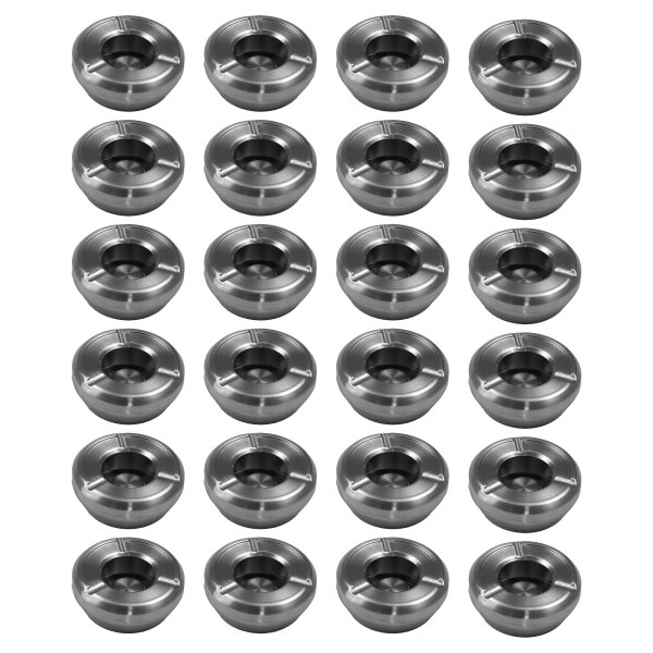 24 Stück Windaschenbecher Aschenbecher mit abnehmbaren Deckel aus Edelstahl ø 9,8cm