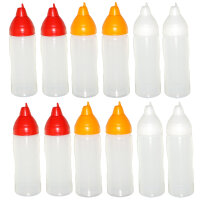 Je 4 gelb/rot/transparent Quetschflaschen 350 ml tropffrei Ketchupflaschen Senfflasche Mayonaiseflasche