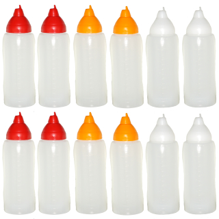 Je 4 gelbe/rote/transparente Quetschflaschen 750 ml tropffrei Ketchupflaschen Senfflasche Mayonaiseflasche