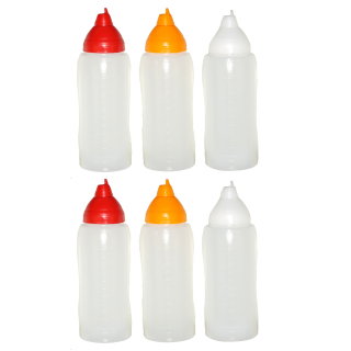 Je 2 gelbe/rote/transparente Quetschflaschen 750 ml tropffrei Ketchupflaschen Senfflasche Mayonaiseflasche
