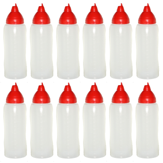 12 rote Quetschflaschen 750 ml tropffrei Ketchupflaschen Senfflasche Mayonaiseflasche
