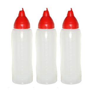 3 rote Quetschflaschen 750 ml tropffrei Ketchupflaschen Senfflasche Mayonaiseflasche