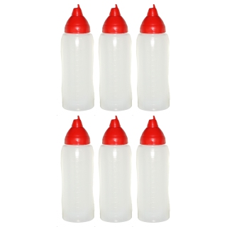 6 rote Quetschflaschen 750 ml tropffrei Ketchupflaschen Senfflasche Mayonaiseflasche