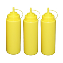 3 Stück gelbe Quetschflaschen 1 Liter Dosierflasche Spenderflasche Dressingflasche