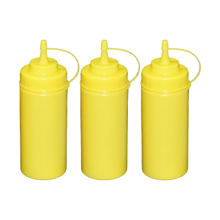 3 Stück gelbe Quetschflaschen 0,49 Liter Dosierflasche Spenderflasche Dressingflasche
