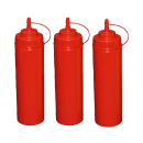 3 Stück rote Quetschflaschen 0,76Liter Dosierflasche Spenderflasche Dressingflasche