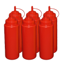 6 Stück rote Quetschflaschen 1 Liter Dosierflasche Spenderflasche Dressingflasche