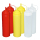 Je 2 Stück rot, gelb, transparente Quetschflaschen 0,76 Liter Dosierflasche Spenderflasche Dressingflasche