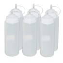 6 Stück transparente Quetschflaschen 1 Liter Dosierflasche Spenderflasche Dressingflasche