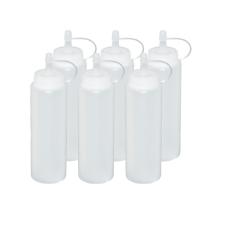6 Stück transparente Quetschflaschen 0,26 Liter Dosierflasche Spenderflasche Dressingflasche