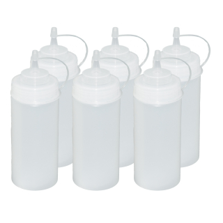 6 Stück transparente Quetschflaschen 0,49 Liter Dosierflasche Spenderflasche Dressingflasche
