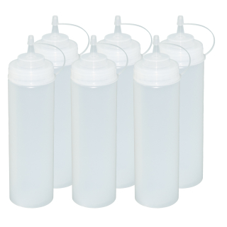 6 Stück transparente Quetschflaschen 0,76 Liter Dosierflasche Spenderflasche Dressingflasche