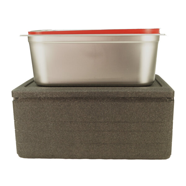 EPP Thermohauser Kühlbox Thermobox Transportbox inkl. 1x GN 1/1 200mm mit Fallgriffen+Deckel Silikonring