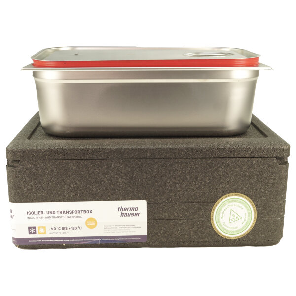 EPP Thermohauser Kühlbox Thermobox Transportbox inkl. 1x GN 1/1 150mm mit Fallgriffen+Deckel Silikonring