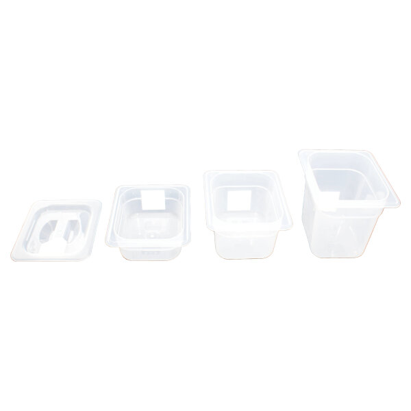 GN Behälter 1/6 65,100,150 mm aus Polypropylen Transparent, GN Deckel